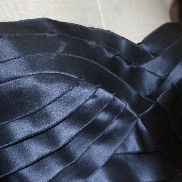Charcoal Gown with Horizontal Strips with unfinished edges - Picture 3 of 10